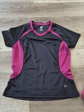 Can-am SPYDER Size Large Women's Short Sleeve Active Tee - Black & Magenta